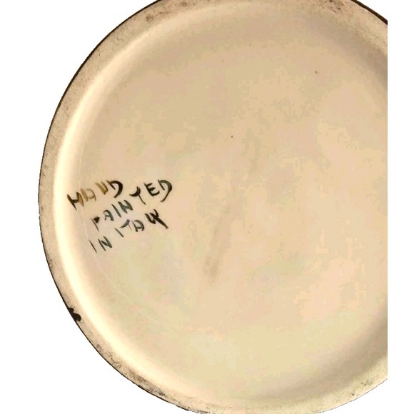 Hand Painted Italy Ceramic Covered Dish Gold Trim Lattice Rim Vintage Decorative - Picture 2 of 5